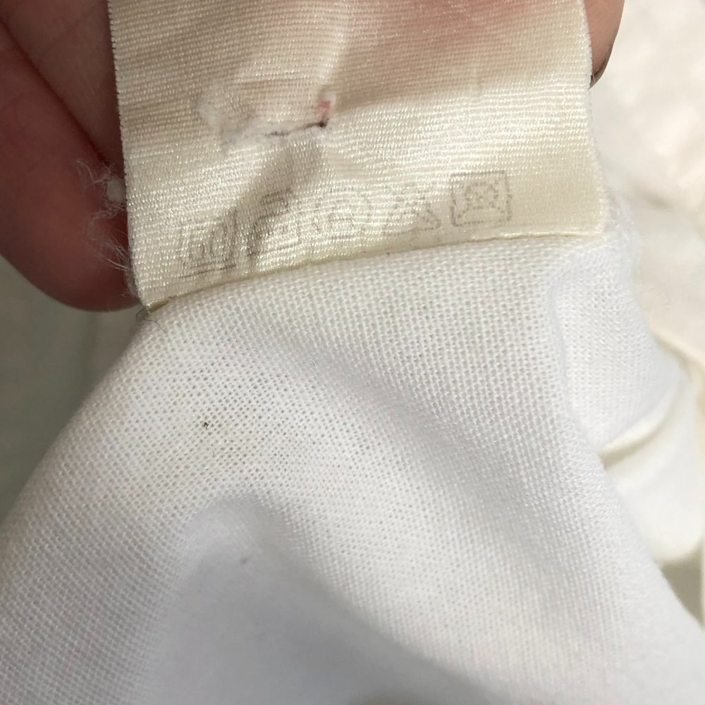 Vintage Gossl Germany Hand Embroidered White Button Down Shirt Blue 38 S - Picture 6 of 8